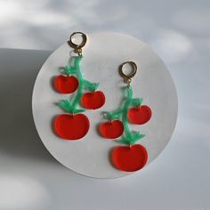 Tomato earrings are perfect for summer! Live your best Tomato Girl Summer life gold or rhodium plated stainless steel huggie hoops acrylic Tomato Earrings, Tomato Girl Summer, Tomato Girl, Summer Life, Red Tomato, Summer Earrings, Summer Earring, Summer Girls