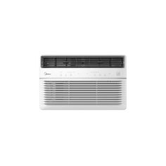 a white window air conditioner on a white background