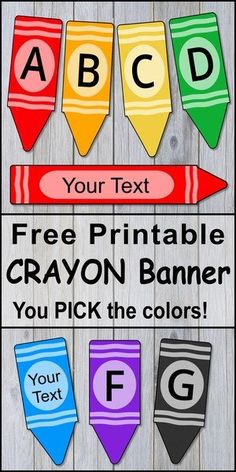 the free crayon banner for kids to use with their name and letter choices