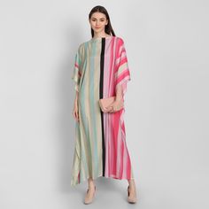 COMFORT: Lovely versatile crepe silk kaftan with multiple uses. Loose free flowing Satin Silk for maximum comfort and elegance. This kaftan compliments all body types with its bold loose design. ONE SIZE. MULTI USE: Chic kaftan dress is made of lightweight free flowing crepe silk which effortlessly drapes and adds elegance to any occasion. The sides are closed and makes ideal for use on the beach, by the pool, BBQ, home, lounge wear, day dress or jazz it up with accessories for the evening. Smar Festive Multicolor Silk Kaftan, Multicolor Silk Kurta For Spring, Spring Multicolor Silk Kurta, Silk Multicolor Kaftan For Eid, Multicolor Silk Kaftan For Eid, Silk Tunic Kurta For Summer, Multicolor Tunic Kurta For Eid, Multicolor Maxi Length Kurta For Eid, Maxi Length Multicolor Kurta For Eid