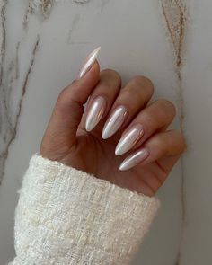 White Chrome Nails, Engagement Nails, Milky Nails, Chrome Nails Designs, Bridal Nails, Classy Nails, Chic Nails, Chrome Nails