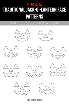 free halloween jack - o'lantern face pattern for kids to print and cut out