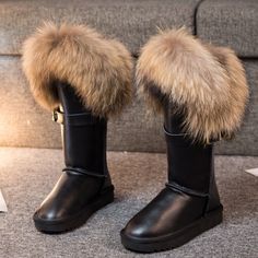 Women's Slippers, House Shoes, Fur Slides & Boots Online - Slippersin.com Fox Fur Boots, Fur Boots Women, Winter Snow Boots Women, Australian Style, Fur Snow Boots, Fur Heels, Winter Leather Boots, Boots Waterproof, Womens Summer Shoes