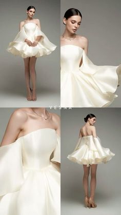 Elegant Dresses Classy Wedding, Princess White Dress, Unique Cocktail Dress, Transforming Dress, Cocktail Wedding Dress, Wedding Cocktail Dress, Dress Design Ideas, Unique Wedding Dresses, Party Cocktail Dress