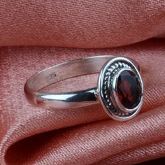 Natural Garnet Ring, Handmade Silver Ring, 925 Sterling Silver Ring, Oval Garnet Designer Ring, Promise Ring, Gift for her, Anniversary Ring Metal: 925 Sterling Silver Gemstone : Garnet Stone Color : Red Stone Shape : Oval Stone Setting: Bezel Why Wear Garnet Stone:- It protects the wearer from negativity and evil thoughts. It induces passion, fire, energy, stability, and is believed to bring good luck in love and relationships. Garnet is a stone meant to bring success in life and helps to achie Oval Birthstone Ring With Polished Finish, Classic Oval Ruby Ring Stamped 925, Handmade Silver Ring, Promise Ring Gift, Garnet Ring, Garnet Stone, Ring Oval, Ring Promise, Silver Rings Handmade