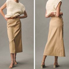 This Classic Maxi Skirt Is Beautifully Made And Crafted From High Quality Fabric (Cotton/Linen/Viscose And Elastane)! Offering Slimming Silhouette And Front Slit! A Versatile Skirt That Goes Well With Buttondowns, Sweaters , Leather Jackets And Blazers! Side Zip Closure! Natural Tan Color! Size 20w Waist 19” Length 38” Slit Length 14” Nwt! Tan Linen Skirt Outfit, Beige Linen Skirt Outfit, Long Tan Skirt Outfit, Long Beige Skirt Outfit, Leather Long Skirt Outfit, Tan Skirt Outfit, Long Tan Skirt, Tan Skirt Outfits, Workout Skirt Outfit