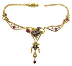 WOW English Victorian Snake Necklace Diamond Ruby Pearl Enamel 18K yellow gold | eBay Antique Yellow Gold Jeweled Necklaces, Antique Yellow Gold Necklaces With Jewels, Exquisite Gold Necklace For Collectors, Victorian 22k Yellow Gold Jewelry, Traditional Cabochon Necklace For Formal Occasions, Victorian 22k Gold Jewelry For Formal Occasions, Elegant Yellow Gold Necklace With Cabochon, Traditional Formal Cabochon Necklace, Antique Yellow Gold Necklace With Cabochon