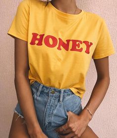 Yellow Shirt, Statement Tees, Tee Shirt Designs, Custom Hoodies, Mellow Yellow, Women's Summer Fashion, Outfits For Teens