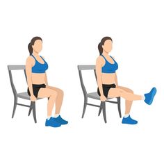 Woman doing seated chair leg extensions Situps In Chair, Sit Properly Clipart, Seated Leg Extension, Leg Extensions, Chair Legs