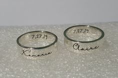 ✤ The ring is a Solid High-Quality Sterling Silver Ring. (Nickel free ring) ✤ Unique and personalized, you can add name, date, initials, quote, signature, handwriting, picture, etc. Make it only one piece in the world. ✤ Using a computer engraving machine to engrave the ring. Many font designs, consistently line and sharp. IF YOU HAVE ANY QUESTIONS or REQUEST, PLEASE CONTACT ME. = RING DETAILS = ✤ Band wide: 6 mm (If you want other wide, please visit my shop or contact me.) ✤ Engraved Color: Bla Silver Engraved Ring With Custom Text For Anniversary, Silver Engraved Ring For Anniversary With Custom Text, Silver Anniversary Ring With Custom Engraving, Custom Text Engraved Silver Ring For Gift, Custom Text Silver Jewelry For Anniversary, Customizable Silver Couple Rings, Custom Engraved Ring For Anniversary, Custom Personalized Engraved Ring For Anniversary, Custom Engraved Personalized Ring For Anniversary