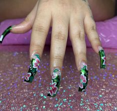 Early 2000s Acrylic Nails, Nails Hippie, Nails Short Square