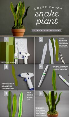 how to make snake plant with paper and glue - step by step instructions for making it