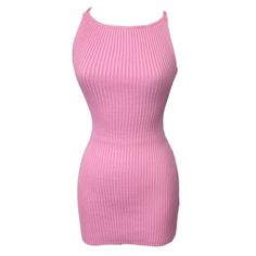 Ribbed Knit Dress Open Back Detail Adjustable Straps Stretchy Candy Dress, Dress Open Back, Ribbed Knit Dress, Pink Dress, Knit Dress, Open Back, Ribbed Knit, Adjustable Straps, Candy