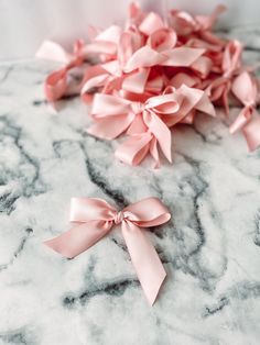 pink bows on marble counter top for decoration