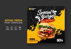 a social media postcard for a burger restaurant