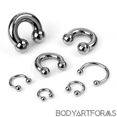 four different types of piercings on a white background with the words body art forms above them