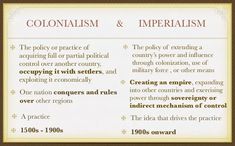 an info sheet describing colonialism and imprelism