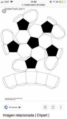 an image of a soccer ball that is made out of black and white paper, with the