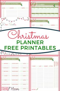 christmas planner printables with text overlay that reads, christmas planner free printables