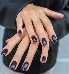 Perfect winter nails Dark Purple Nails, Custom Character, Finger Nails, Casual Nails, Her Nails, Neutral Nails, Dipped Nails