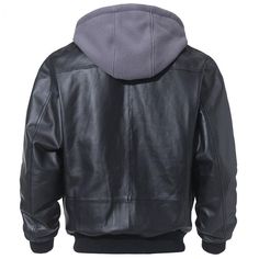 Created in black, this marvelous men's bomber jacket is what you need to stay warm during winter. Crafted from genuine leather, it is filled with cotton for extra softness. Lined with polyester, the loose fit of this air force style jacket offers unmatched comfort. Closed with a zipper, its smart turn-down collar adds a touch of brilliance while the full sleeves offer a snug feel. Get this glorious jacket soon!

Specifications
Brand Name: GeraldBlack
Gender: MEN
Outerwear Type: Leather & Suede
M Leather Jacket With Ribbed Cuffs For Streetwear, Black Leather Outerwear With Ribbed Cuffs, Classic Leather Varsity Jacket For Winter, Winter Leather Varsity Jacket With Padded Collar, Leather Varsity Jacket With Padded Collar For Winter, Leather Outerwear With Ribbed Cuffs For Winter, Urban Leather Outerwear With Ribbed Cuffs, Casual Winter Leather Jacket With Double-needle Stitching, Urban Leather Winter Outerwear