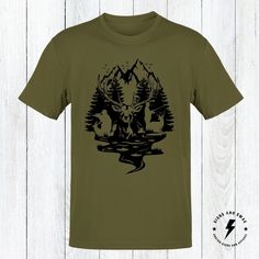 "Outdoors Deer Hunting Shirt,  Deer Hunting T-Shirt, Outdoors Deer Hunting Birthday Gift, Adult And Youth Sizes This awesome deer hunting outdoors graphic is printed on 100% cotton shirts. We use the best quality designs and printing techniques to give you a product you will absolutely love. We print with commercial DTG and DTF equipment and only use Oeko-Tex Eco Passport Certified Ink. Please see sizing images on the listing for size and measurements.  Orders of 3 or more get FREE shipping! Note: All shirts are printed as shown - Black and navy have a white print. Charcoal, military green, red, and white have a black print. ORDERING 1 - Select Shirt Size 2 - Select Shirt Color 3 - Add To Cart CARE INSTRUCTIONS Wash item inside out in cold water, do not bleach, do not dry clean, do not iro Outdoor Green T-shirt With Graphic Print, Green Graphic Print Outdoor T-shirt, Green Graphic Print T-shirt For Outdoor, Outdoor Crew Neck T-shirt With Custom Print, Outdoor Custom Print T-shirt Crew Neck, Outdoor Custom Print Crew Neck T-shirt, Graphic Tee T-shirt As Gift In Green, Green Custom Print Birthday T-shirt, Green Graphic Print T-shirt For Birthday