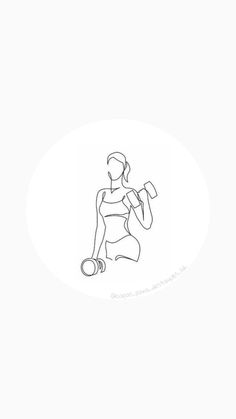 a line drawing of a woman holding a dumbble barbell in her right hand