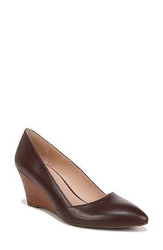 An elegant pointed-toe silhouette sits atop a comfortable stacked wedge heel that pairs easily with both casual or more styled-up outfits. 2 1/2" heel Stacked wedge heel Leather upper/synthetic lining and sole Imported Wedge Pump, Wedge Pumps, Leather Wedges, Franco Sarto, Pump Shoes, Wedge Heels, Leather Upper, Wedges, Nordstrom