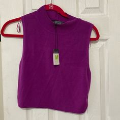 New With Tag Casual Purple Tank Vest, Purple Sleeveless Vest For Fall, Fitted Casual Purple Vest, Casual Fitted Purple Vest, Primark Tops, Sleeveless Knit, Knit Crop Top, Knit Crop, Color Purple