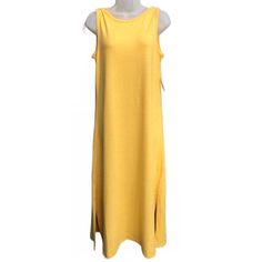 Daily Ritual Yellow Cozy Knit Bateau Neck Midi Tank Dress Ladies Size M New With Tags Cozy, Yellow, Midi, Knit, Soft, Holiday, Travel Solid Knit Summer Dresses, Solid Color Knit Summer Dresses, Casual Sleeveless Knit Dress, Casual Knit Sleeveless Summer Dress, Casual Knit Sleeveless Dress, Yellow Knit Sleeveless Dress, Casual Sleeveless Knit Dress For Spring, Casual Long Knit Maxi Dress, Yellow Sleeveless Knit Dress