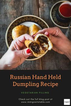 hands breaking apart a Russian dumpling Russian Piroshki Recipe, Russian Piroshki, Pirozhki Recipe, Piroshki Recipe, Vegan Dumplings, Dumpling Dough, How To Make Pumpkin