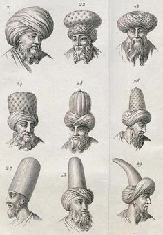 an old book with many different hats and beards