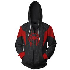 Miles Morales Spider Man Printed Hoodie Hooded Fleece Sweatshirt With Character Print, Fleece Hooded Sweatshirt With Character Print, Sports Hoodie For Halloween With Long Sleeves, Sports Long Sleeve Hoodie For Halloween, Long Sleeve Sports Hoodie For Halloween, Pop Culture Hooded Sweatshirt With Character Print, Fan Merchandise Hooded Top With Drawstring Hood, Casual Halloween Cosplay Hoodie, Pop Culture Cotton Hoodie With Drawstring Hood