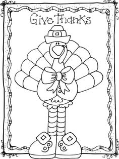 a coloring page for thanksgiving with a turkey wearing a hat, boots and a candy cane