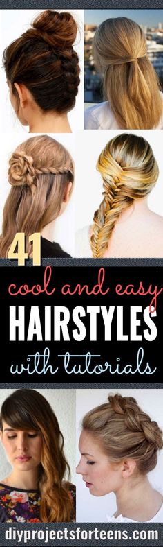 Cool and Easy DIY Hairstyles - Quick and Easy Ideas for Back to School Styles for Medium, Short and Long Hair - Fun Tips and Best Step by Step Tutorials for Teens, Prom, Weddings, Special Occasions and Work. Up dos, Braids, Top Knots and Buns, Super Summer Looks http://diyprojectsforteens.com/diy-cool-easy-hairstyles Cool Hairstyles For School, Easy Top Knot, Cool Easy Hairstyles, Diy Hairstyle, Hairstyles Quick, Top Knots, Easy Hairstyles For School, Step By Step Hairstyles, Super Hair