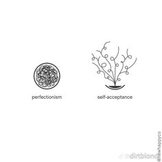 three different types of self - acceptances are depicted in this graphic design, including the words perfectionism and self - acceptance