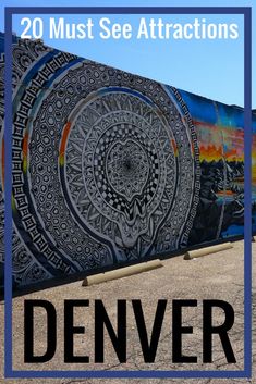 the words denver written in front of an image of a painting on a train car