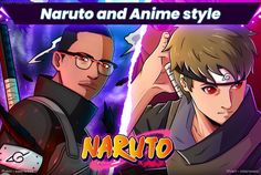 naruto and anime style characters in front of a purple background with the text naruto and anime style