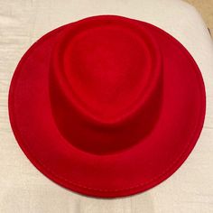 Forever 21 Res Felt Hat With Brim. Not Band Detail. Never Worn. New With Tags. Red Fedora For Spring Party, Casual Red Brimmed Mini Hats, Red Fedora With Flat Brim, Casual Red Brimmed Felt Hat, Red Fedora With Curved Brim For Parties, Red Fedora With Short Brim For Spring, Red Flat Brim Fedora For Spring, Casual Red Wide Brim Felt Hat, Red Short Brim Fedora For Spring