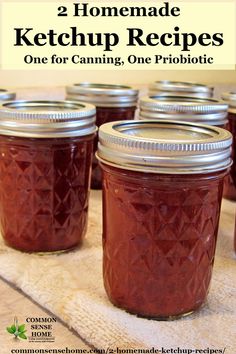 homemade ketchup recipe for fresh eating and canning with text overlay that reads 2 homemade ketchup recipes for fresh eating and canning