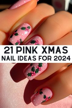 Pink nails are making a splash this Christmas season! Discover 21 trendy pink Christmas nail designs with gold, silver, and festive touches. Pink Green Christmas Nails, Simple Christmas Nails Pink, Light Pink Christmas Nails, Christmas Pink Nails, Nail Designs With Gold, Pink Leopard Print Nails, Pink Christmas Nail Designs, Christmas Nail Trends, Pink Christmas Nail