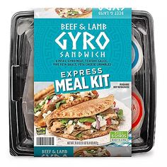 the meal kit includes an egg and lamb gyro sandwich with meat, lettuce and cheese