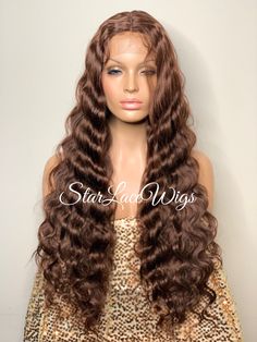 "Type of Hair:  Human Hair Blend Hair Texture:   Crimped/Wavy Hair Length:   Long 30\" Hair Color:   Available brown & black Cap Style:   Lace Front Wig 13x5x1 middle part. The cap has adjustable straps & combs and stretches.  Heat Safe:   Heat resistant up to 350 degrees      HEAT SAFE The synthetic and human hair blend wigs in the store are heat safe and can be curled and flat ironed.  Please note that it is recommended that the heat settings be low (340 to 350 degrees).  Flexi-rods and/or rol 30 Hair Color, Flexi Rods, Cap Style, Hair Texture, Middle Part, Chestnut Brown, Style Noir, Hair Length, Synthetic Lace Front Wigs