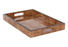 a wooden tray with two handles on it