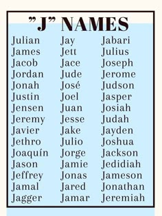 Boy Names That Begin With J, J Names For Boys, J Boy Names, J Baby Boy Names, J Baby Names, Boy Names With J, J Name, J Names, B Names