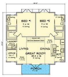 the floor plan for a two story house