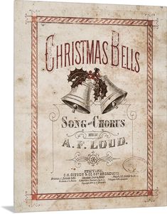 an old fashioned christmas bells book with holly decorations