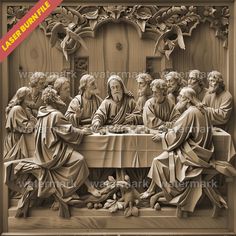 the last supper carved into wood