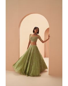 Jade Lehenga | Green Lehenga | Parul Gandhi – B Anu Designs Jade Lehenga, Lehenga Green, Wedding Bride Dress, Chikankari Lehenga, Indian Wedding Bride, Indian Bridal Lehenga, Green Lehenga, Bridal Lehenga Red, Royal Look