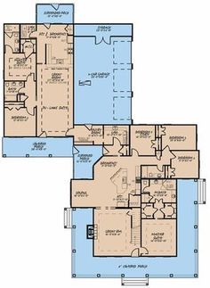 two floor plans for a home with multiple rooms and an attached kitchen area in the middle